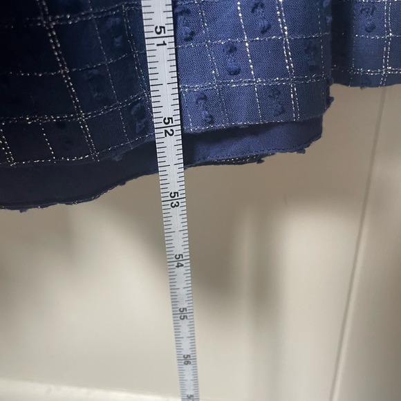 Never Fully Dressed Navy Metallic Grid Puff Sleeve Maxi‎ Dress XS - Picture 5 of 9